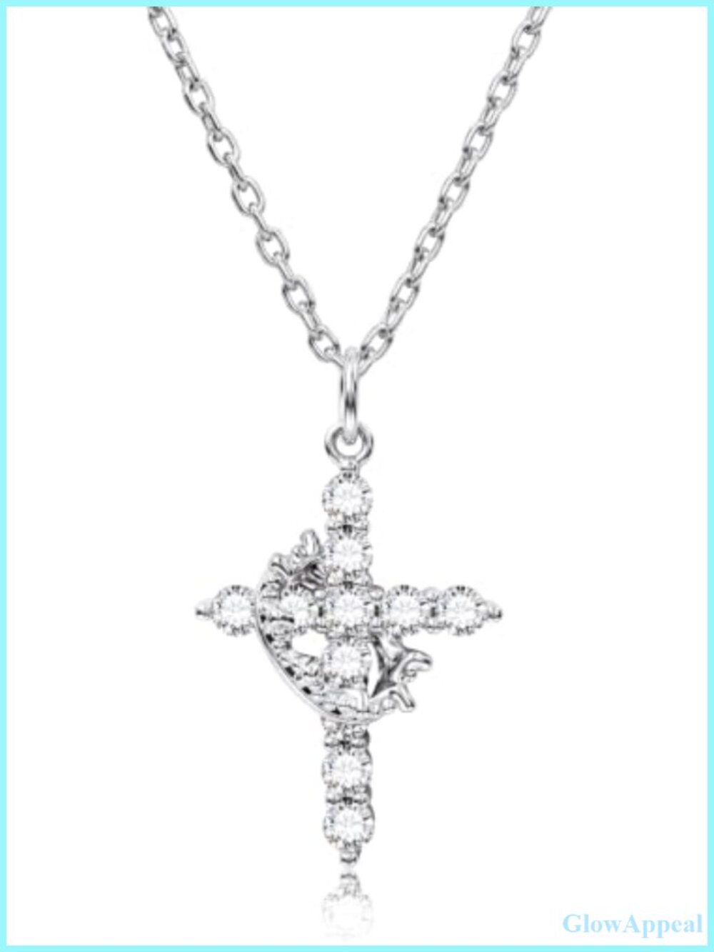 S925 Sterling Silver Cross Pendant Necklace 16K Gold Plate CZ